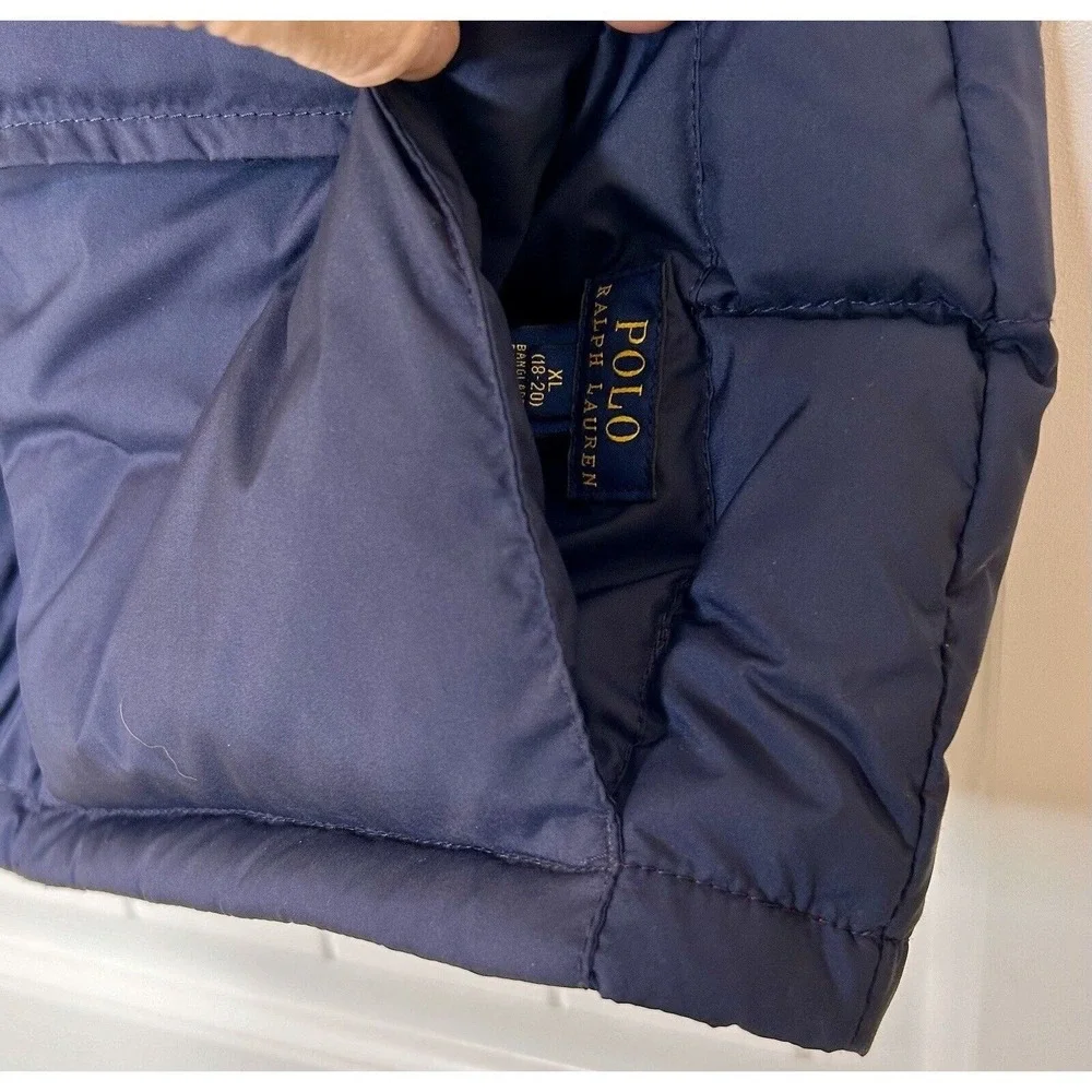 POLO RALPH LAUREN BOYS REVERSIBLE VEST DOWN JACKET 18-20XL PUFFER RED NAVY